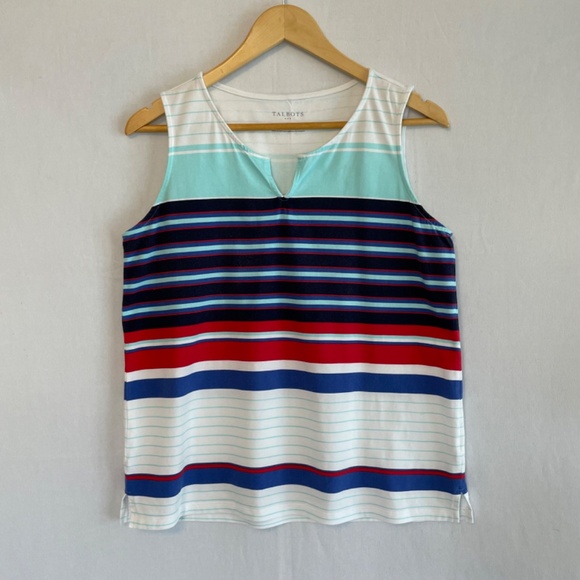 Talbots Striped Tank Top V-neck Cotton/Spandex Size Medium - Picture 4 of 4